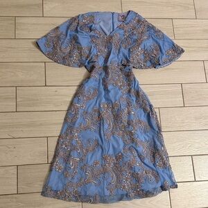 JS Collections Light Blue Lace Maxi Dress